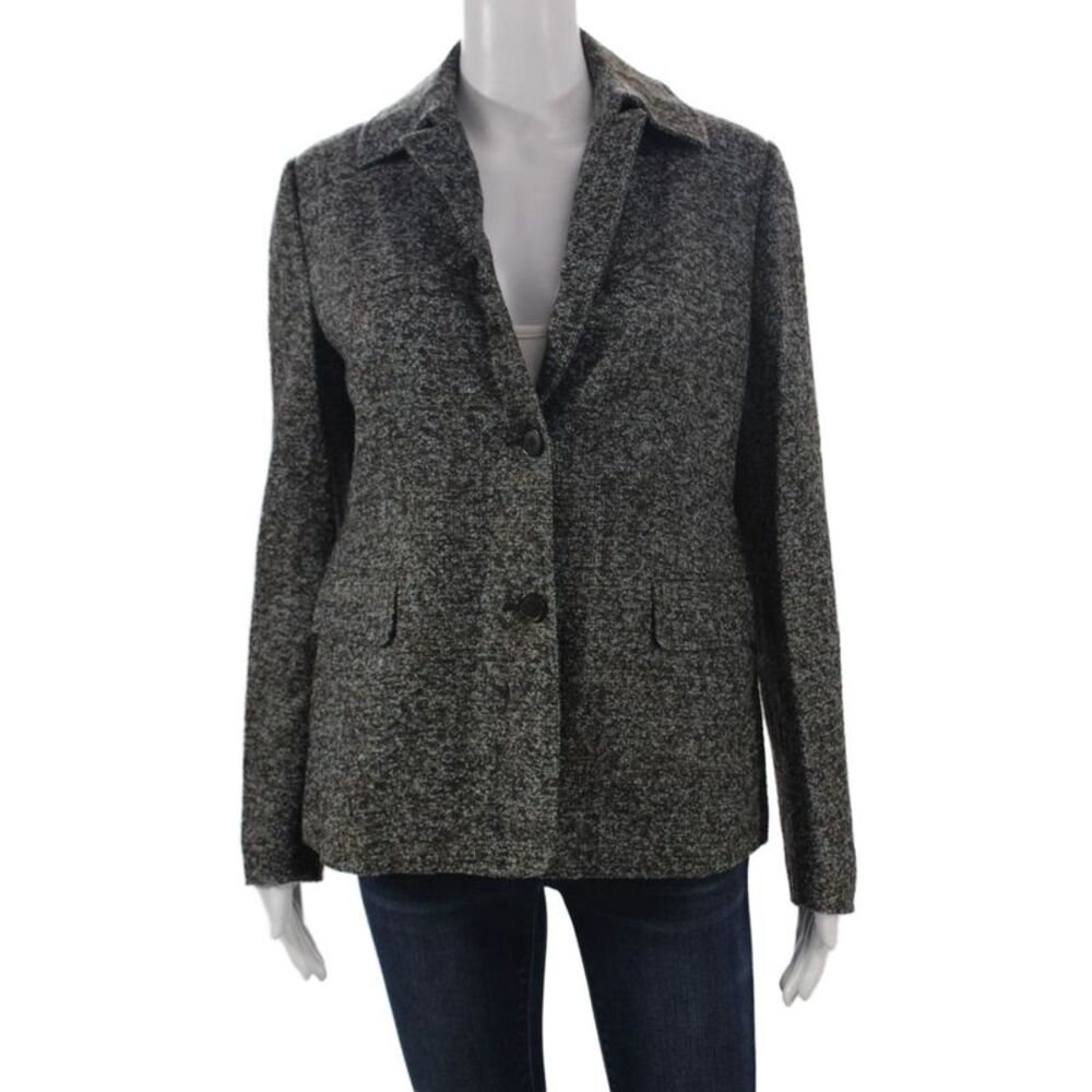 Belvest Womens Basic Jacket Brown Wool Button Long Sleeve Size 44